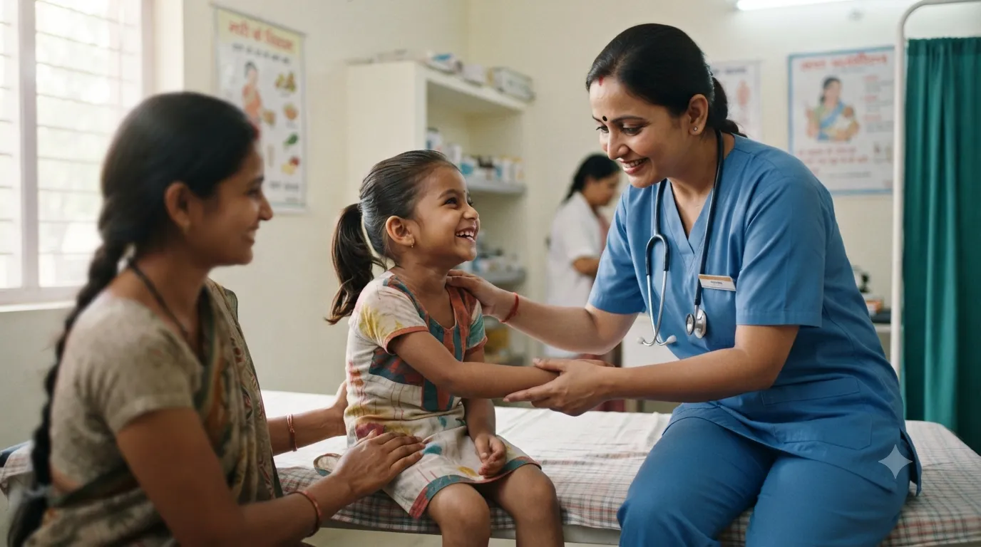 Child receiving wellbeing support