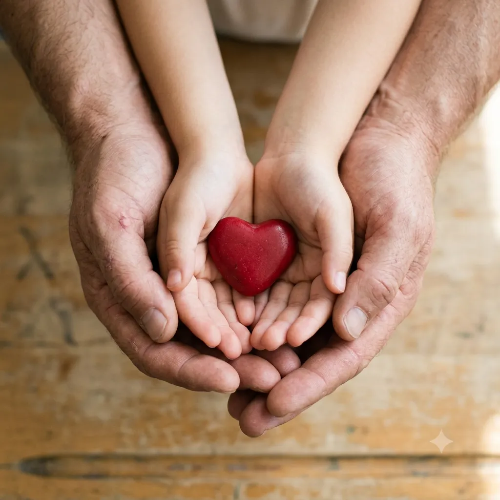 Hands holding a heart